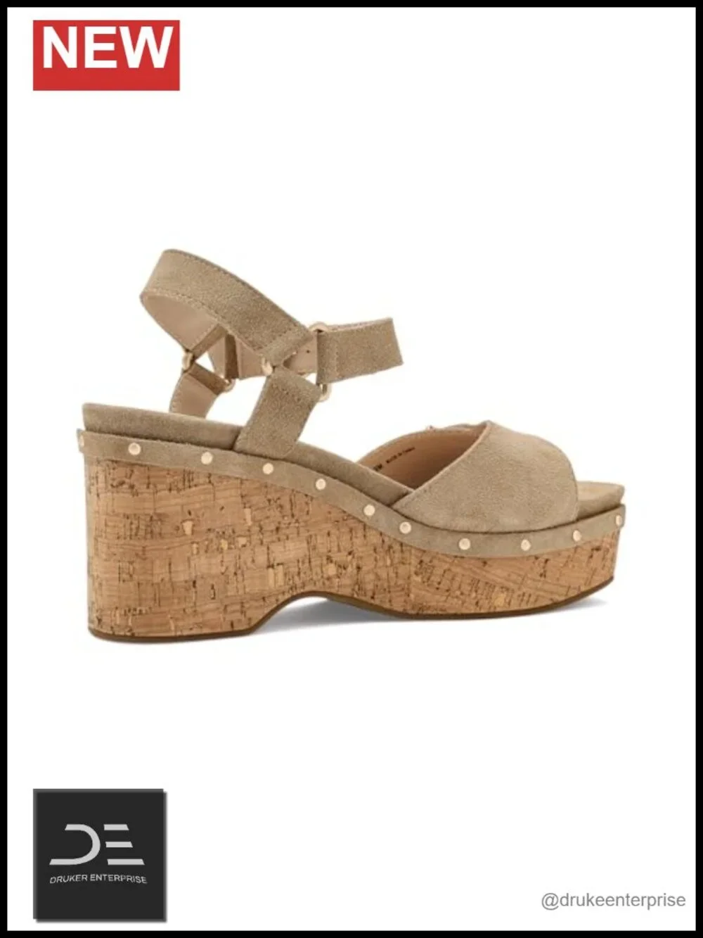 Women's Platform Wedge Sandals Suede Adjustable Buckle Square Toe